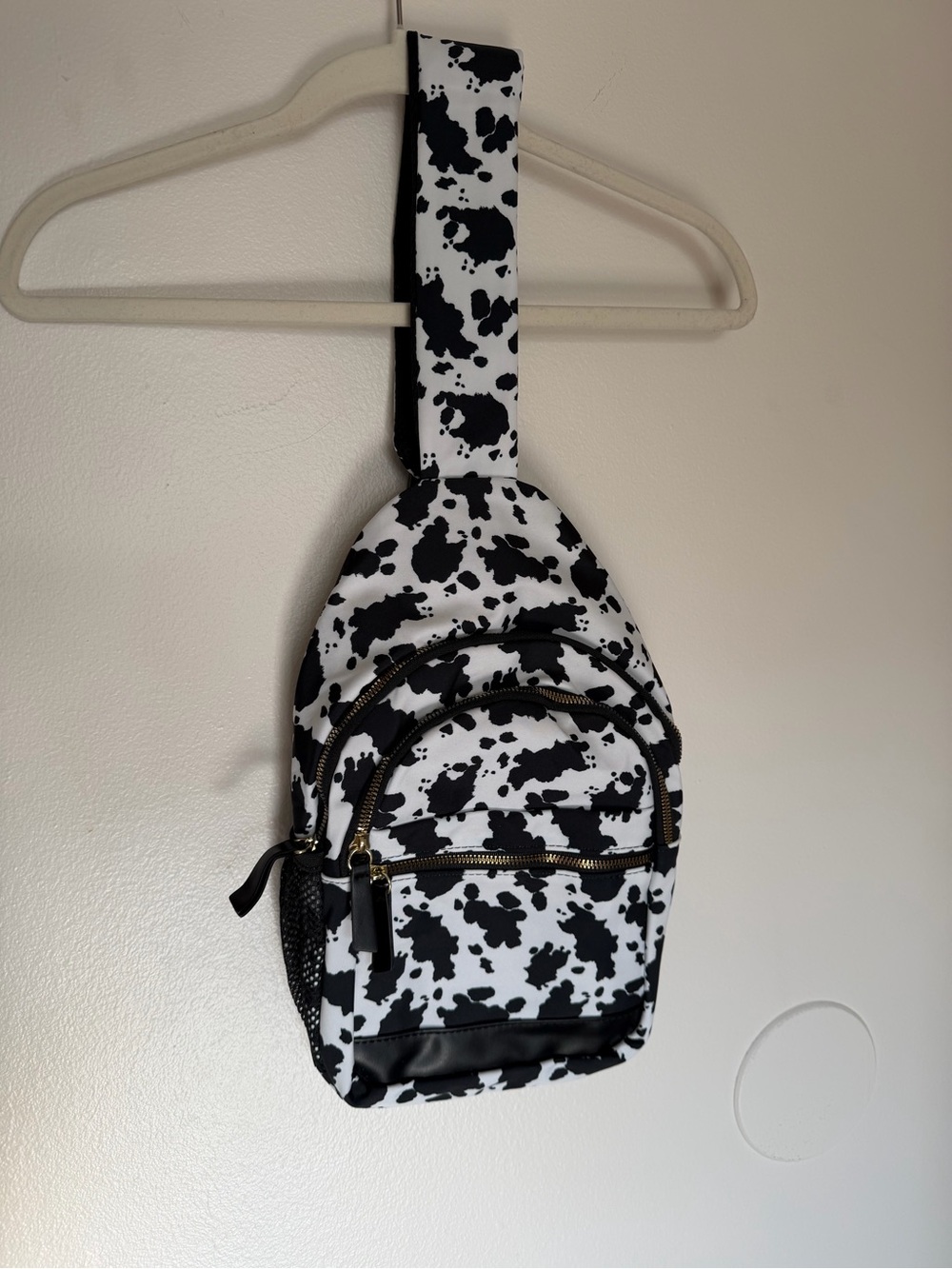 Black & White Cow Print Sling Bag